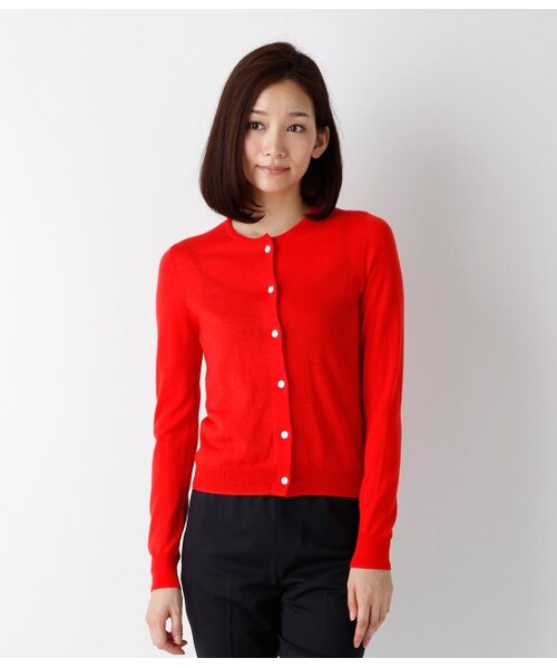 ADAM ET ROPE'(アダムエロペ)の「12Gコンパクトカーディガン(カーデ/アンサンブル/ベスト・レディース・レッド/ブルー/チャコール・38)」の3枚目の写真