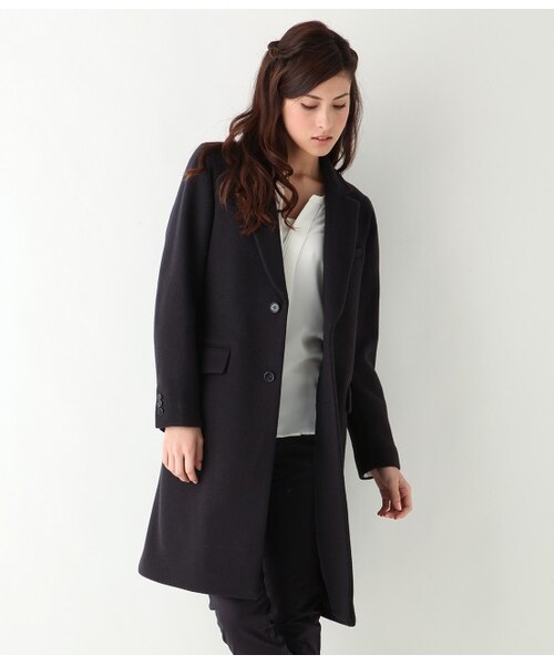 ADAM ET ROPE'（アダムエロペ）の「チェスターコート（コート・レディース・ネイビー/キャメル・36/38）」の2枚目の写真