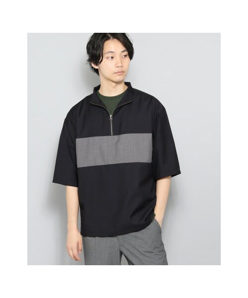 SENSE OF PLACE by URBAN RESEARCH（センスオブプレイスバイアーバンリサーチ）の「ハーフジッププルオーバー(5分袖)（トップス・メンズ・BEIGE/NAVY・M/L）」の2枚目の写真