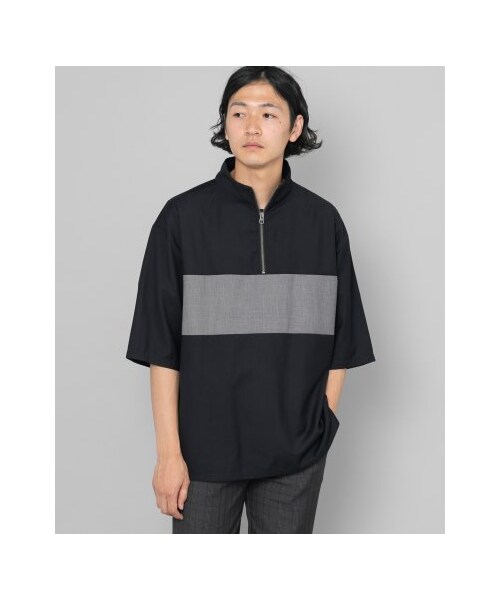 SENSE OF PLACE by URBAN RESEARCH（センスオブプレイスバイアーバンリサーチ）の「ハーフジッププルオーバー(5分袖)（トップス・メンズ・BEIGE/NAVY・M/L）」の4枚目の写真