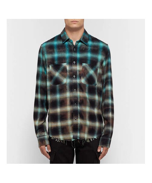 Amiri,AMIRI Distressed Tie-Dyed Checked 