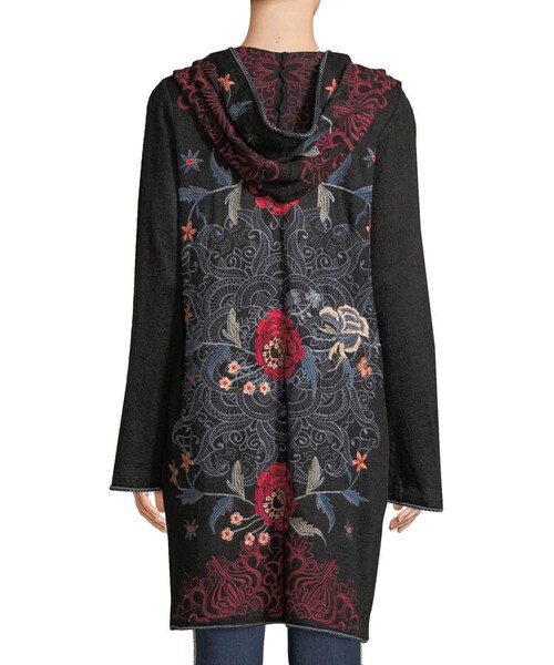 JOHNNY WAS(ジョニーワズ)の「Johnny Was Bella Hooded Open-Front Embroidered Cardigan(カーディガン/ボレロ・レディース・Black/Gray・X-small/Large/X-large/Medium/Xx-large/Small)」の4枚目の写真