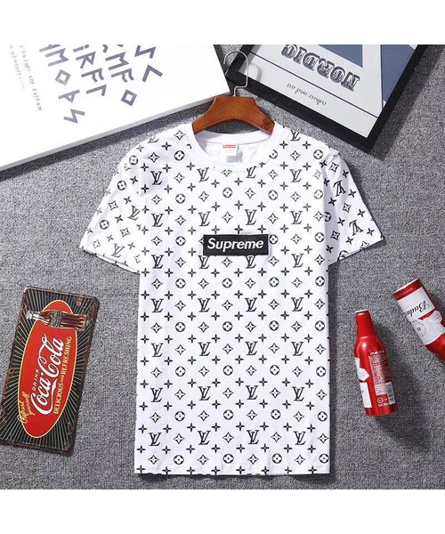 LouisVuitton×supreme 半袖Tシャツ 春夏 短袖Tシャツ supreme+lv コピー ブランドTシャツシュプリーム服