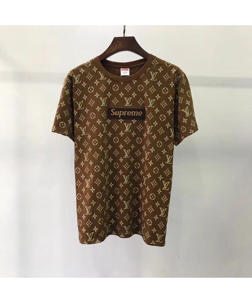 LouisVuitton×supreme 半袖Tシャツ 春夏 短袖Tシャツ supreme+lv コピー ブランドTシャツシュプリーム服