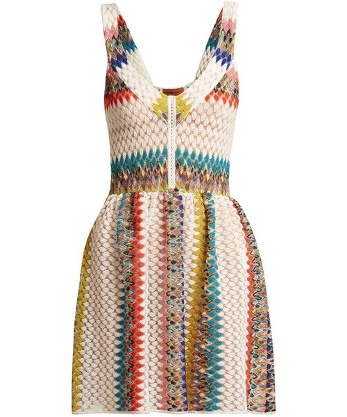 MISSONI(ミッソーニ)の「MISSONI MARE Riato zig-zag knit mini dress(ワンピース・レディース・White・42 It)」の1枚目の写真