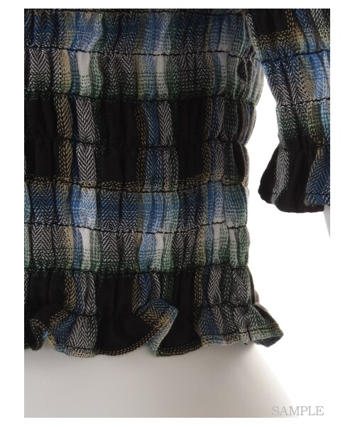 lilLilly（リルリリー）の「チェックシャーリングトップ（トップス・レディース・RED/BLUE・FREE）」の7枚目の写真