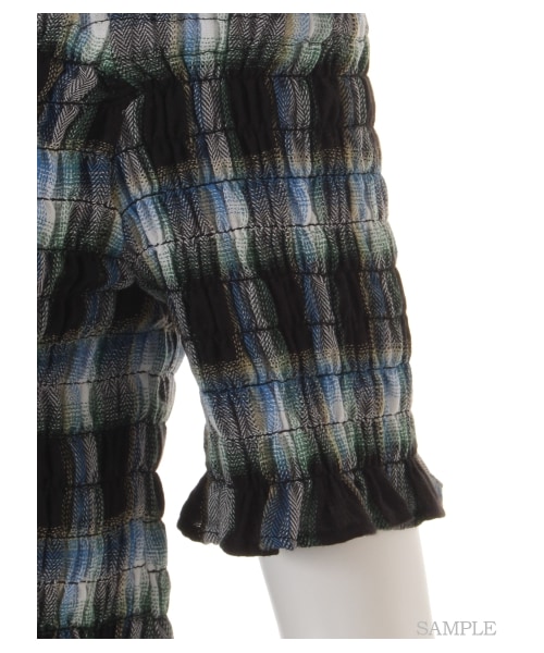 lilLilly（リルリリー）の「チェックシャーリングトップ（トップス・レディース・RED/BLUE・FREE）」の8枚目の写真