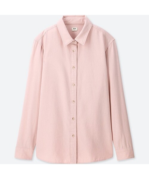 UNIQLO（ユニクロ）の「フランネルシャツ（長袖）（シャツ/ブラウス・レディース・GREEN 53/GRAY 03/OFF WHITE 01/NAVY 69/PINK 10/DARK GRAY 08/WINE 19/BROWN 35・S/XL/M/XS/L/XXL/3XL）」の7枚目の写真