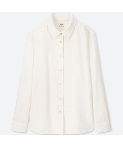 UNIQLO（ユニクロ）の「フランネルシャツ（長袖）（シャツ/ブラウス・レディース・GREEN 53/GRAY 03/OFF WHITE 01/NAVY 69/PINK 10/DARK GRAY 08/WINE 19/BROWN 35・S/XL/M/XS/L/XXL/3XL）」の2枚目の写真