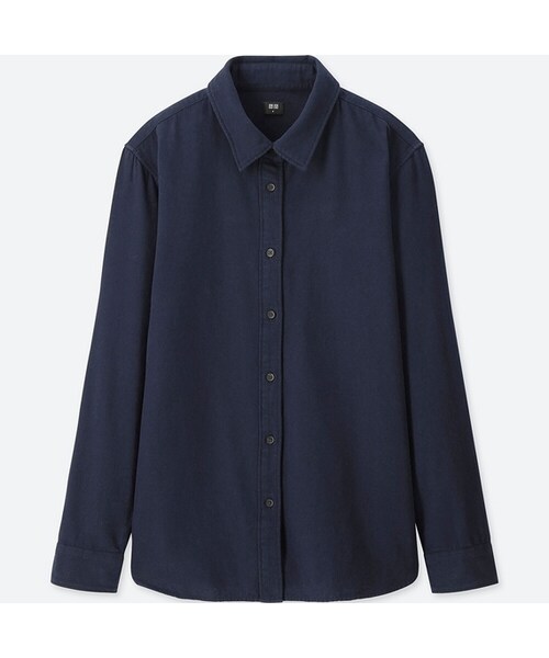 UNIQLO（ユニクロ）の「フランネルシャツ（長袖）（シャツ/ブラウス・レディース・GREEN 53/GRAY 03/OFF WHITE 01/NAVY 69/PINK 10/DARK GRAY 08/WINE 19/BROWN 35・S/XL/M/XS/L/XXL/3XL）」の6枚目の写真