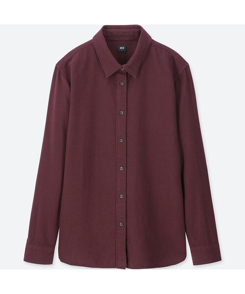UNIQLO（ユニクロ）の「フランネルシャツ（長袖）（シャツ/ブラウス・レディース・GREEN 53/GRAY 03/OFF WHITE 01/NAVY 69/PINK 10/DARK GRAY 08/WINE 19/BROWN 35・S/XL/M/XS/L/XXL/3XL）」の8枚目の写真