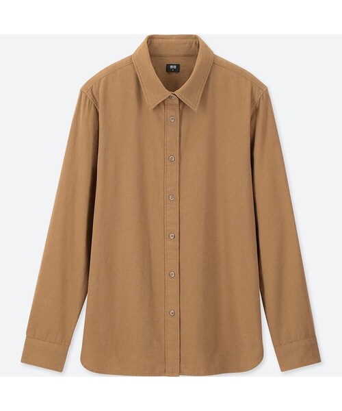 UNIQLO（ユニクロ）の「フランネルシャツ（長袖）（シャツ/ブラウス・レディース・GREEN 53/GRAY 03/OFF WHITE 01/NAVY 69/PINK 10/DARK GRAY 08/WINE 19/BROWN 35・S/XL/M/XS/L/XXL/3XL）」の5枚目の写真
