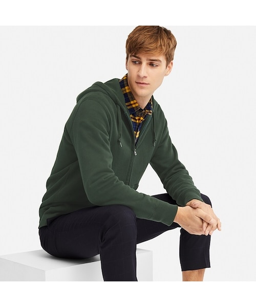 UNIQLO（ユニクロ）の「スウェットフルジップパーカ（長袖）（パーカー・メンズ・LIGHT GRAY 02/BLUE 67/BLACK 09/DARK GREEN 59/RED 17/DARK GRAY 08/NAVY 69/GRAY 03・S/XXL/3XL/XL/M/L/XS/4XL）」の5枚目の写真