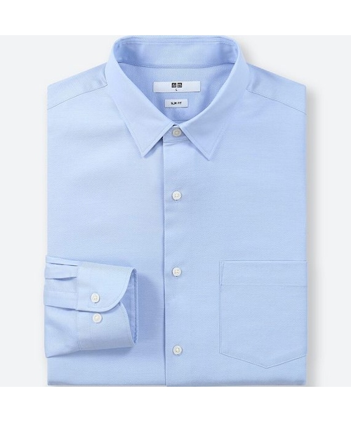 UNIQLO（ユニクロ）の「ファインクロスストレッチスリムフィットドビーシャツ（レギュラーカラー・長袖）（シャツ/ブラウス・メンズ・WHITE 00/BLUE 64・3XL/4XL/M/XL/L/XS/XXL/S）」の2枚目の写真