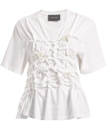 Simone Rocha ネイビー フリル シルクシャツ 半袖 SALE]SIMONE ROCHA セーラーブラウス BLACK/PEARL – dim at noon