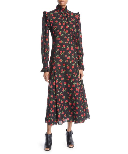 【MICHAEL KORS】rose print ruffle dress Paisley Print Ruffled Midi Wrap Dress | Michael Kors [GB]