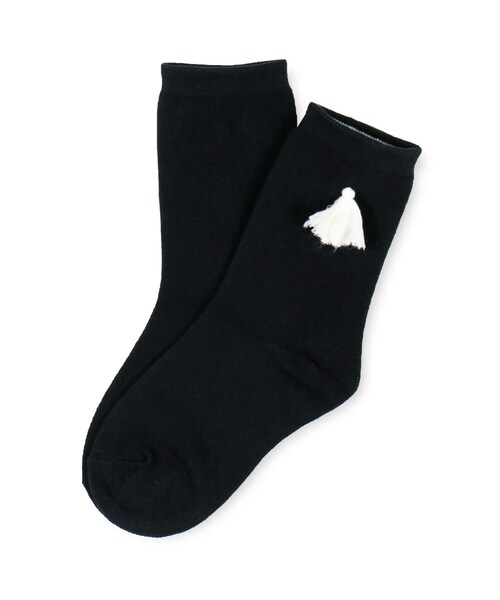 BRANSHES（ブランシェス）の「タッセル付きクルーソックス（ソックス/靴下・キッズ・カラシ/ブラック・9～21cm）」の2枚目の写真