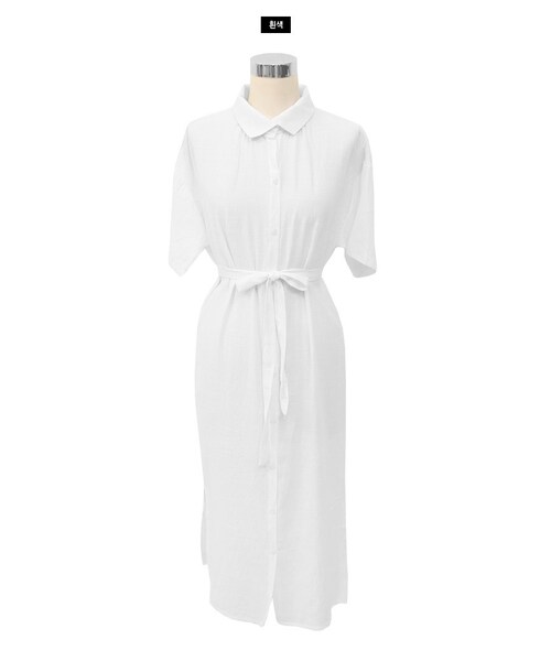 Dailyabout（デイリーアバウト）の「カラースリットヘムシャツワンピース（シャツワンピース・レディース・ブルー/ホワイト・FREE）」の2枚目の写真