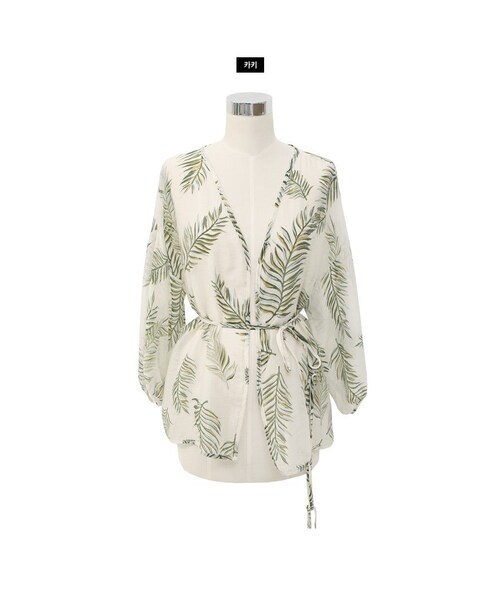 Dailyabout(デイリーアバウト)の「パームツリーパターンルーズガウン(カーディガン/ボレロ・レディース・グリーン/ブラック・FREE)」の1枚目の写真