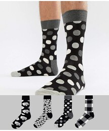 Happy Socks | Happy Socks Socks 4 Pack Gift Set in Black & White(ソックス/靴下)