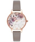 Olivia Burton | OLIVIA BURTON Marble Floral Leather Strap Watch, 30mm(非智能手錶)