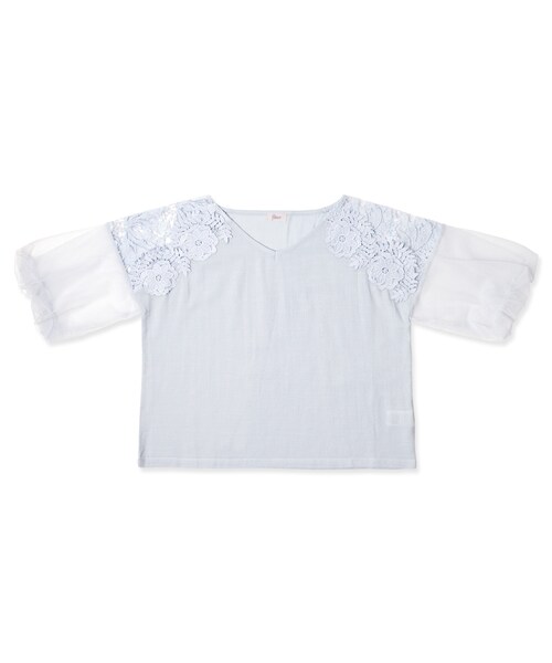 flower(フラワー)の「lighting lace top~ライティングレーストップ(シャツ/ブラウス・レディース・ホワイト/ブルー/ピンク・freesize)」の2枚目の写真