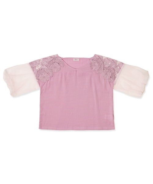 flower(フラワー)の「lighting lace top~ライティングレーストップ(シャツ/ブラウス・レディース・ホワイト/ブルー/ピンク・freesize)」の3枚目の写真