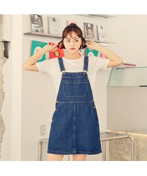 HOTPING | フロントビッグポケットデニムサロペットスカート(ワンピース)