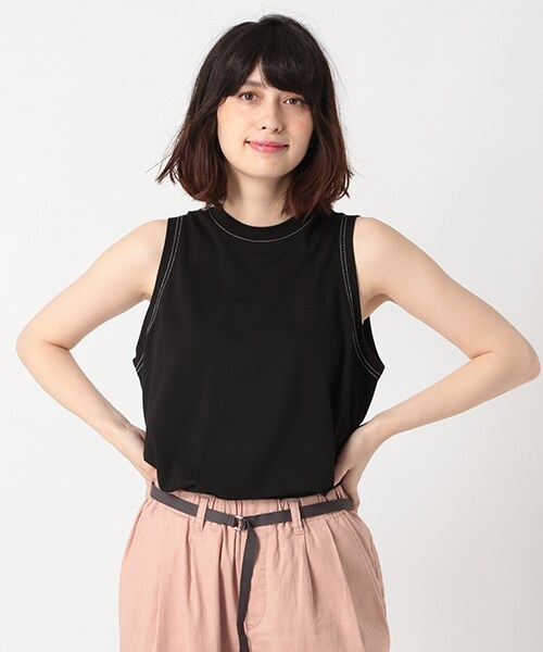 studio CLIP（スタディオクリップ）の「配色ステッチノースリーブプルオーバー（トップス・ホワイト/グレー/ブラック/ベージュ）」の3枚目の写真