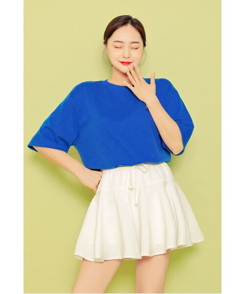 HOTPING(ホッピン)の「いいね♥刺しゅうポイントTシャツ(Tシャツ/カットソー・レディース・ブラック/ホワイト/ブルー/ピンク・フリーサイズ(XS-XL))」の3枚目の写真