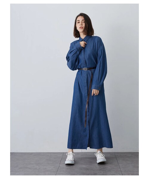 SEVENDAYS=SUNDAY（セブンデイズサンデイ）の「デニムビッグシルエットシャツワンピース（ワンピース/ドレス・インディゴ/ダークインディゴ・F）」の8枚目の写真