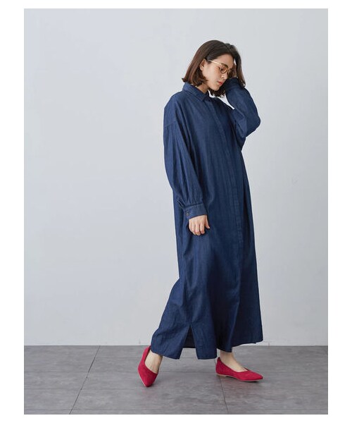 SEVENDAYS=SUNDAY（セブンデイズサンデイ）の「デニムビッグシルエットシャツワンピース（ワンピース/ドレス・インディゴ/ダークインディゴ・F）」の3枚目の写真