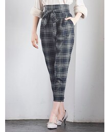 31 Sons de mode | チェックハイウエストテーパードパンツ(パンツ)
