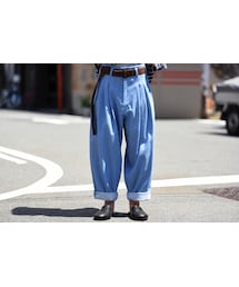 YANTOR | YANTOR Bleach Denim 3 tuck pants / light blue(デニムパンツ)