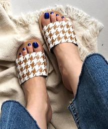 DHOLIC | チェックミドルヒールサンダル(サンダル)