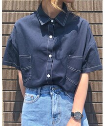 chocomee | ショートステッチシャツ(シャツ/ブラウス)