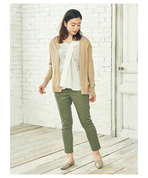 earth music&ecology(アースミュージックアンドエコロジー)の「・アンクルストレッチパンツ(パンツ・ブラック/ベージュ/カーキ/ネイビー/ストライプ/チェック・S/M/L)」の4枚目の写真