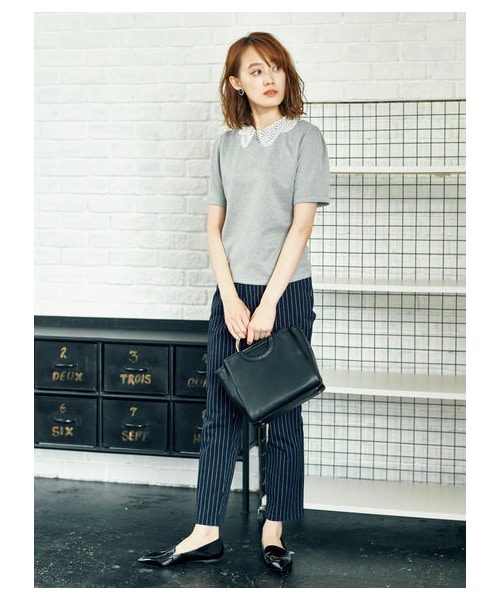 earth music&ecology(アースミュージックアンドエコロジー)の「・アンクルストレッチパンツ(パンツ・ブラック/ベージュ/カーキ/ネイビー/ストライプ/チェック・S/M/L)」の10枚目の写真