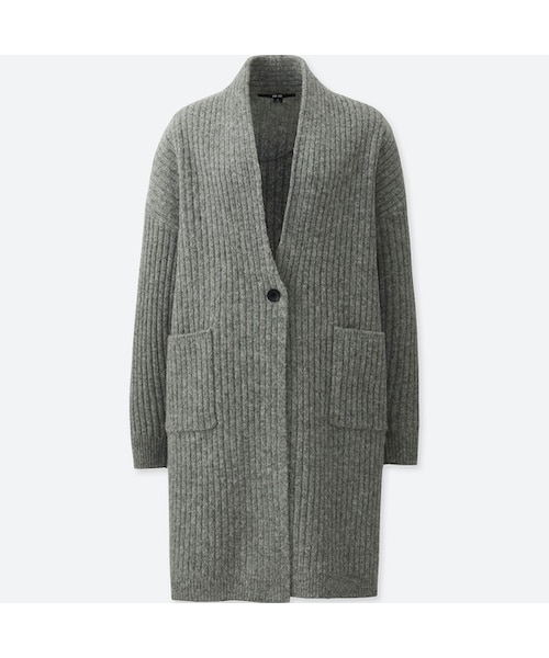 UNIQLO（ユニクロ）の「ウールリブニットコート（長袖）（ニット/セーター・レディース・DARK GREEN 59/DARK GRAY 08/GRAY 03/BROWN 35・L/M/S）」の3枚目の写真