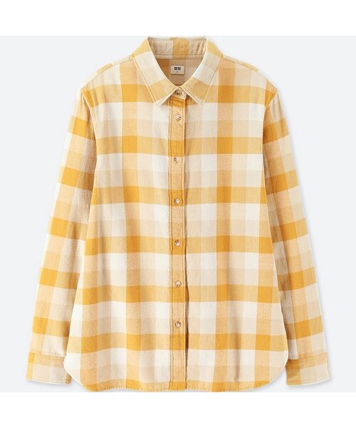 UNIQLO（ユニクロ）の「フランネルチェックシャツ（長袖）（シャツ/ブラウス・レディース・GREEN 54/YELLOW 43・XL/S/XXL/L/M/3XL/XS）」の2枚目の写真