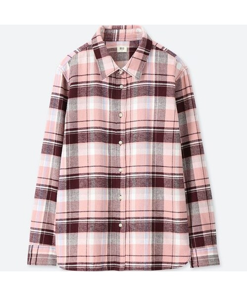 UNIQLO（ユニクロ）の「フランネルチェックシャツ（長袖）（シャツ/ブラウス・レディース・BROWN 36/PINK 10・S/XL/M/3XL/XS/L/XXL）」の2枚目の写真