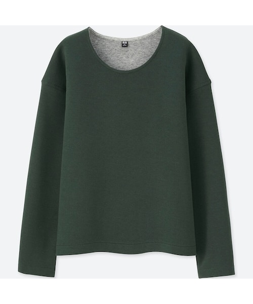 UNIQLO（ユニクロ）の「ダブルフェイスプルオーバー（長袖）（Tシャツ/カットソー・レディース・BLACK 09/BEIGE 32/DARK GREEN 59/OFF WHITE 01/GRAY 03・XXL/XS/S/XL/3XL/M/L）」の5枚目の写真