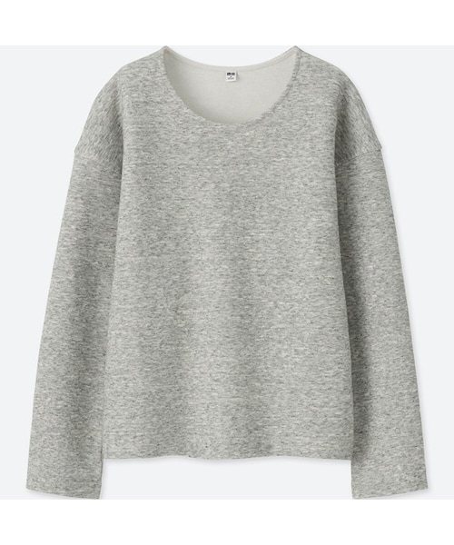 UNIQLO（ユニクロ）の「ダブルフェイスプルオーバー（長袖）（Tシャツ/カットソー・レディース・BLACK 09/BEIGE 32/DARK GREEN 59/OFF WHITE 01/GRAY 03・XXL/XS/S/XL/3XL/M/L）」の3枚目の写真
