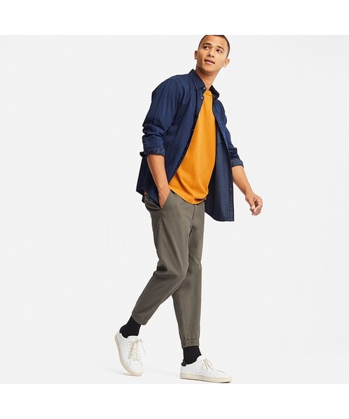 UNIQLO（ユニクロ）の「ジョガーパンツ（コットン・丈短め64cm）（その他パンツ・メンズ・NAVY 69/BEIGE 32/OLIVE 56/BLACK 09・XS/M/4XL/S/L/XXL/XL/3XL）」の3枚目の写真