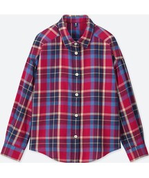 UNIQLO | GIRLS フランネルチェックシャツ（長袖）(シャツ/ブラウス)