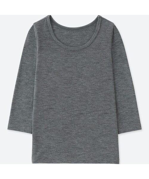 UNIQLO（ユニクロ）の「ヒートテックUネックT（長袖）（その他アンダーウェア/インナー・キッズ・WHITE 00/DARK GRAY 08/PINK 11/BLACK 09・80/100/90）」の3枚目の写真