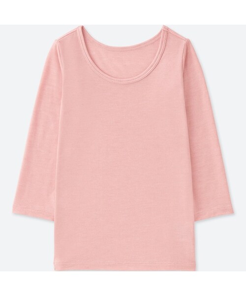 UNIQLO（ユニクロ）の「ヒートテックUネックT（長袖）（その他アンダーウェア/インナー・キッズ・WHITE 00/DARK GRAY 08/PINK 11/BLACK 09・80/100/90）」の4枚目の写真