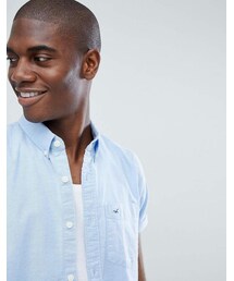 Hollister | Hollister short sleeve core solid oxford shirt slim fit button down in light blue(シャツ/ブラウス)