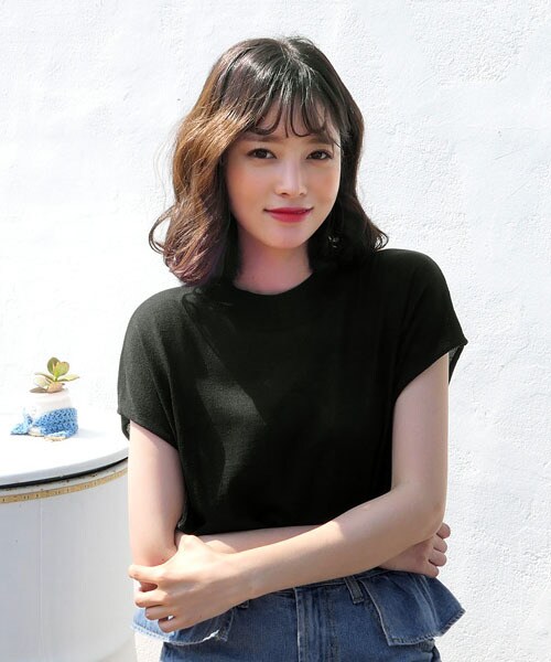 DHOLIC(ディーホリック)の「ショートスリーブニット(ニット/セーター・レディース・グリーン/ブラック/ブラウン/ベージュ・FREE)」の2枚目の写真