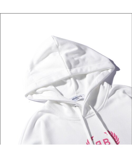 BALENCIAGA ホワイト フード付きTシャツパーカー Lサイズ